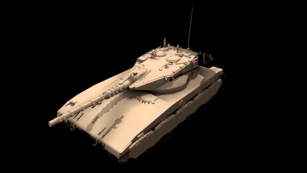Montáž Bojový Tank Částech Pohybu Černé Pozadí Záběry Animace — Stock video