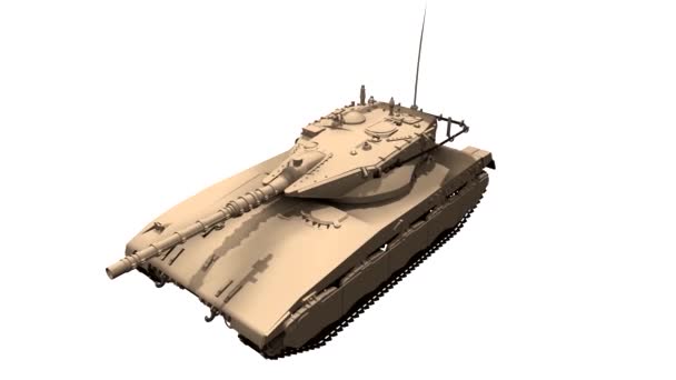 Assembling Battle Tank Parts Motion White Background Animation — Stock Video