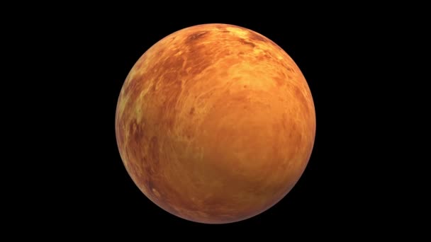 Venus Giratorio Paisaje Súper Realista Vídeo Metraje Fondo Negro — Vídeo de stock