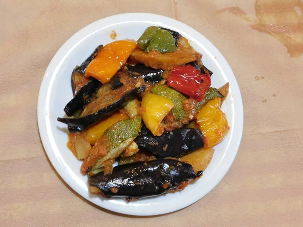 Briam, a Greek cuisine, mixed, roasted vegetables, in olive oil, dish