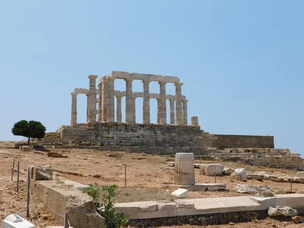 Neptune, cape Sounion, Attica, Yunanistan ve Poseidon Tapınağı kalıntıları