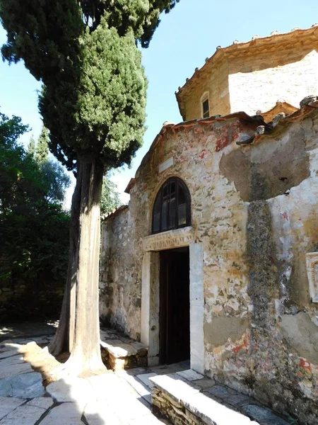 Octubre 2018 Atenas Grecia Iglesia Del Monasterio Kesariani Monte Imitos — Foto de Stock
