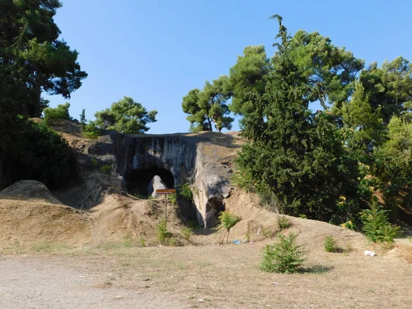 Les Tombes Antiques Des Fils Œdipe Thiva Thèbes Grèce — Photo