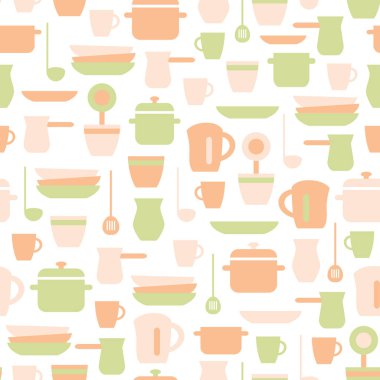  Mutfak seamless modeli, pastel vektör çizim.