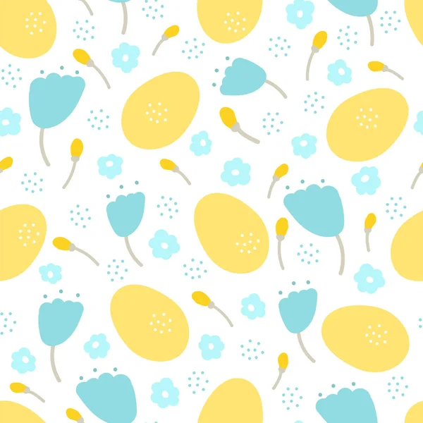 Pasen de naadloze van eieren bloemenpatroon. Vector achtergrond. — Stockvector