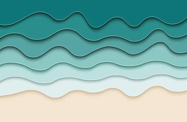 Papel abstrato fundo do mar. 3d efeito ondas cartaz. Papel de parede vetorial — Vetor de Stock