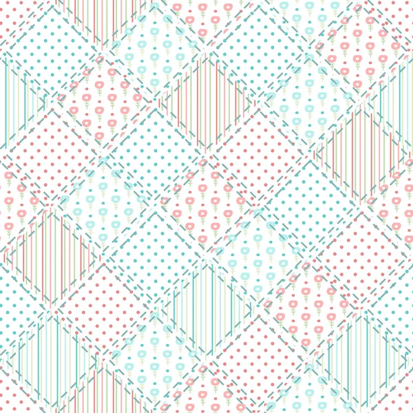 Patchwork modèle mignon dans le style folklorique, fond de pays. Illustration vectorielle . — Image vectorielle