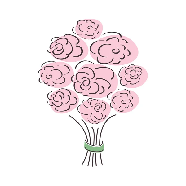 Rose bouquet outline, vector illustration — Stock Vector