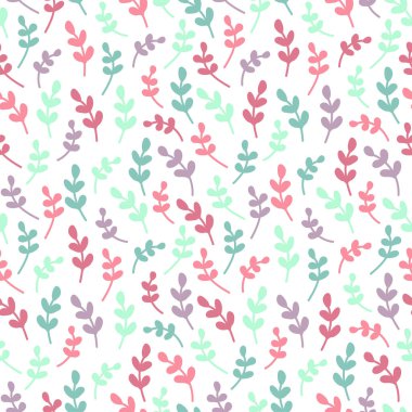 Basit şirin pastel yaprak desen. Sorunsuz doodle arka plan. Vektör çizim.