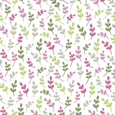 Basit sevimli yaprak desen. Sorunsuz doodle arka plan. Vektör çizim.