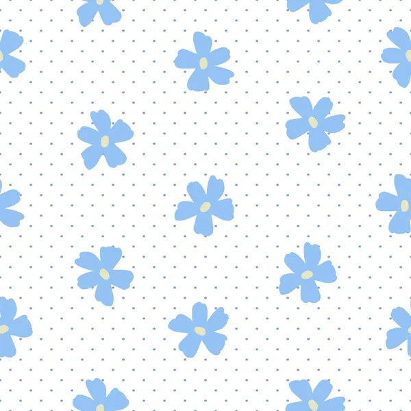 Mignon motif rétro point sans couture fleur bleue. Illustration vectorielle . — Image vectorielle