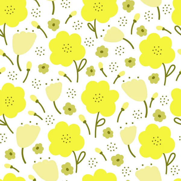 Modèle de fleur doodle jaune. Joli fond. Illustration vectorielle . — Image vectorielle