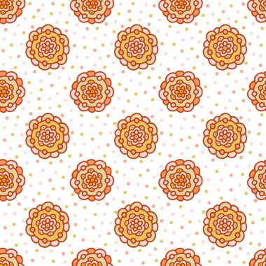 Şirin sorunsuz çiçek desenli, elle çizilmiş vektör çizim