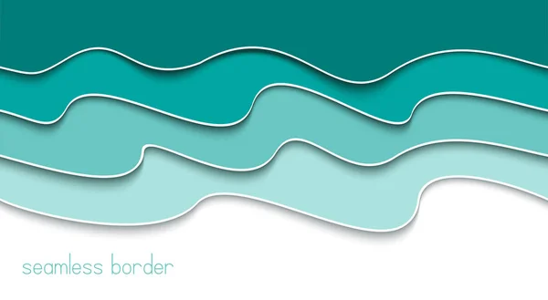 青の抽象的なシームレスな波状罫線バナー テンプレート。モノクロの背景。バナーのコンセプトです。紙は、海の波をカットしました。ベクトル図. — ストックベクタ