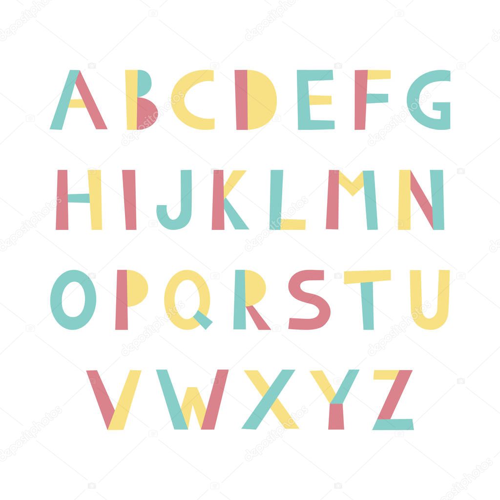 Colorful memphis alphabet. Letters collection. Modern funny typeface. Letter vector set. 
