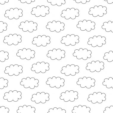 Basit anahat bulutlar desen. Kusursuz çocuk arka plan. Vektör çizimi.
