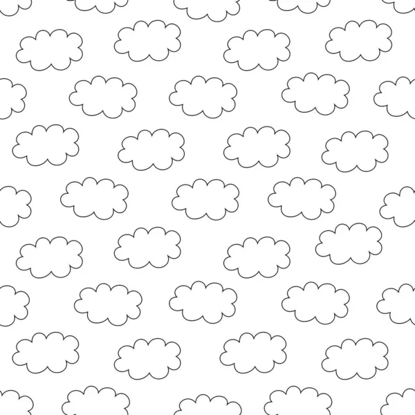 Patrón de nubes de contorno simple. Fondo de los niños sin costuras. Ilustración vectorial . — Archivo Imágenes Vectoriales