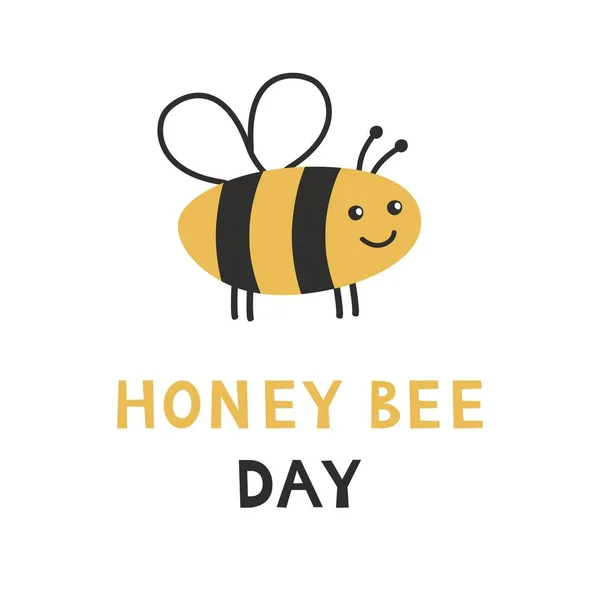 Journée des abeilles. Bannière, affiche, modèle de cadrans. Logo animal insecte dessin animé mignon. Illustration vectorielle . — Image vectorielle