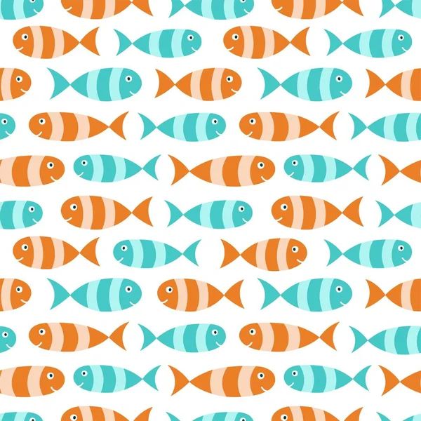 Cute fish seamless pattern. Kids marine wallpaper. Vector illustration. — Stock Vector