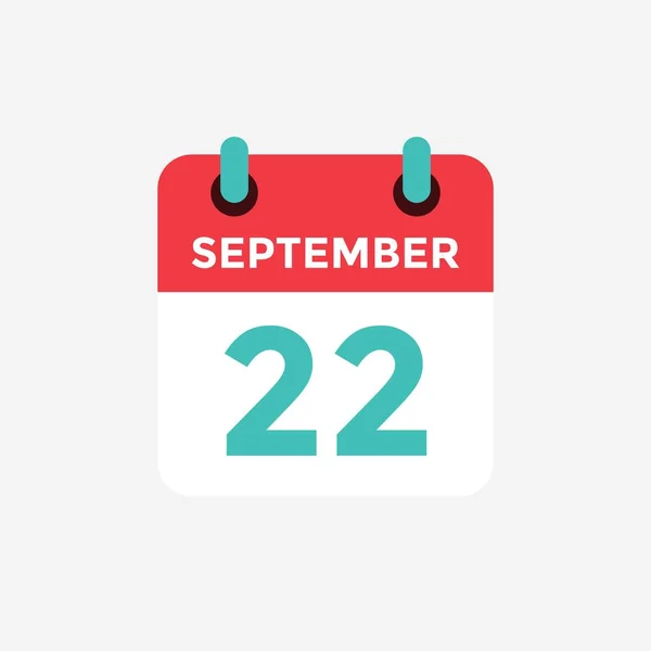 Calendrier des icônes plates, 22 septembre. Date, jour et mois. Illustration vectorielle . — Image vectorielle
