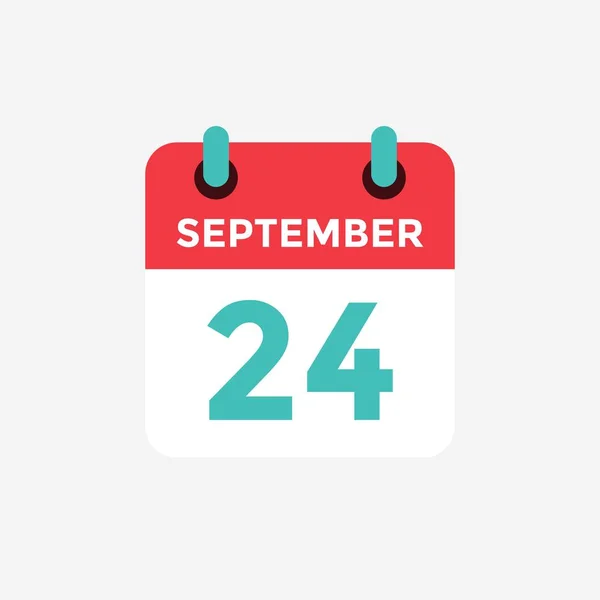 Calendrier des icônes plates, 24 septembre. Date, jour et mois. Illustration vectorielle . — Image vectorielle