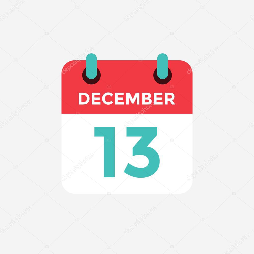 Flat Icon Calendar 13 December Date Day And Month Vector Illustration Premium Vector In Adobe Illustrator Ai Ai Format Encapsulated Postscript Eps Eps Format