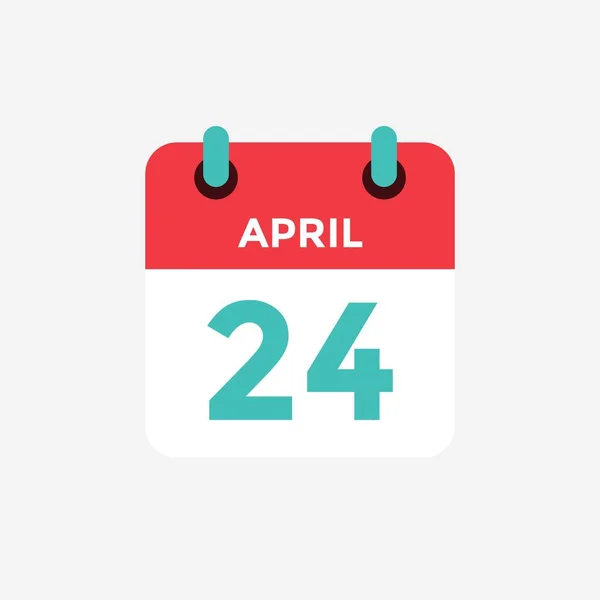 Flat icon calendar 24 of April. Date, day and month. Vector illustration. — Stock Vector