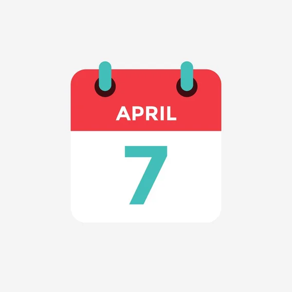 Плоский иконный календарь 7 апреля. Дата, день и месяц. Векторная иллюстрация . — стоковый вектор