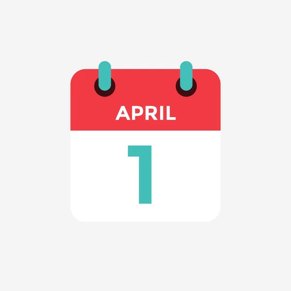 Flat icon calendar 1st of April. Date, day and month. Vector illustration. — Stock Vector