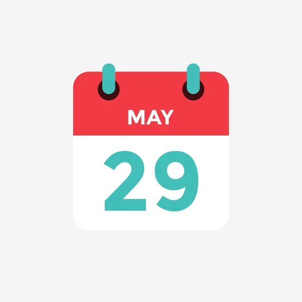 Плоский иконный календарь 29 мая. Дата, день и месяц. Векторная иллюстрация . — стоковый вектор