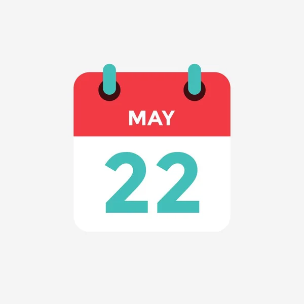 Плоский иконный календарь 22 мая. Дата, день и месяц. Векторная иллюстрация . — стоковый вектор