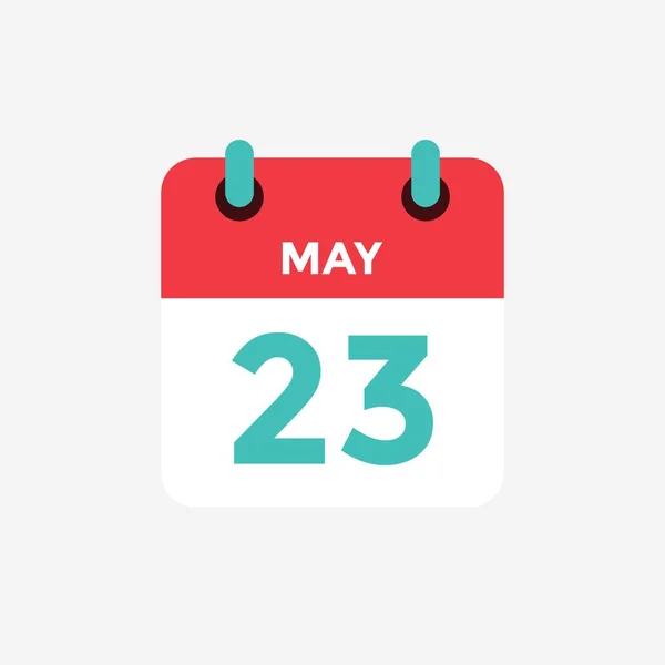 Плоский иконный календарь 23 мая. Дата, день и месяц. Векторная иллюстрация . — стоковый вектор