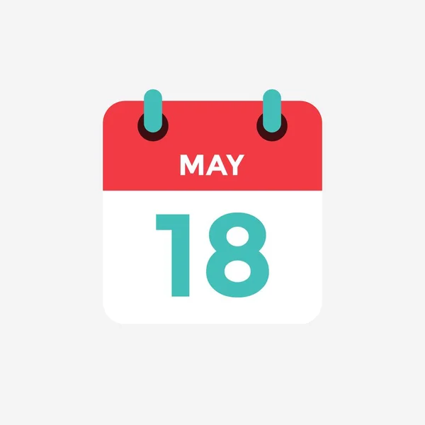 Плоский иконный календарь 18 мая. Дата, день и месяц. Векторная иллюстрация . — стоковый вектор