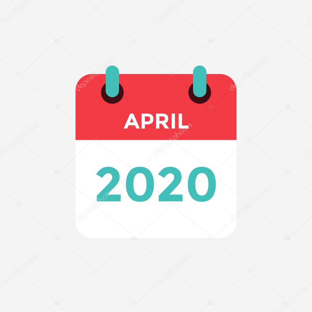 Flat icon calendar April 2020. Vector illustration.