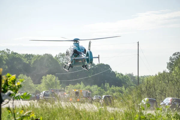 Accidente Grave Rescate Por Emergencia Helicóptero —  Fotos de Stock