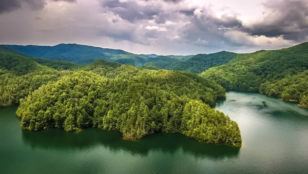 Légi South Carolina Lake Jocassee Szoros Upstate Hegyek — Stock Fotó