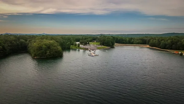 Antenne Von South Carolina Lake Jocassee Schluchtet Bergauf — Stockfoto