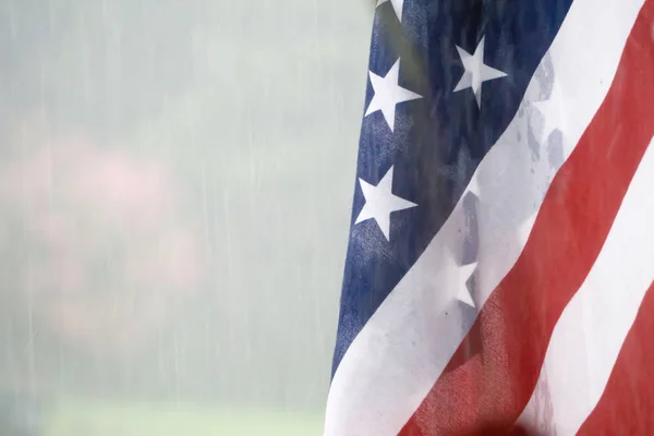 Αμερικανική Σημαία Ηπα Βροχερό Καιρό — Φωτογραφία Αρχείου