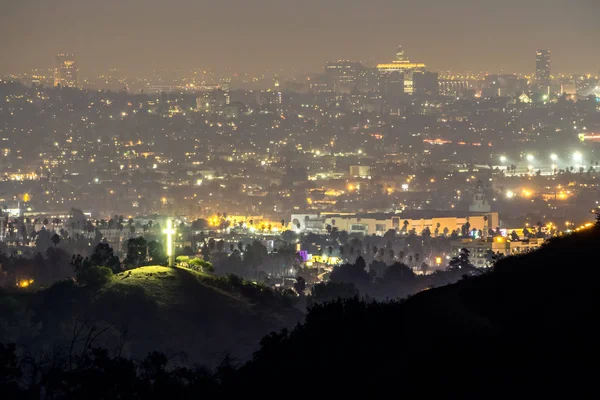 Hollywoodské Kopce Údolí Noci Poblíž Hollywood Sign — Stock fotografie