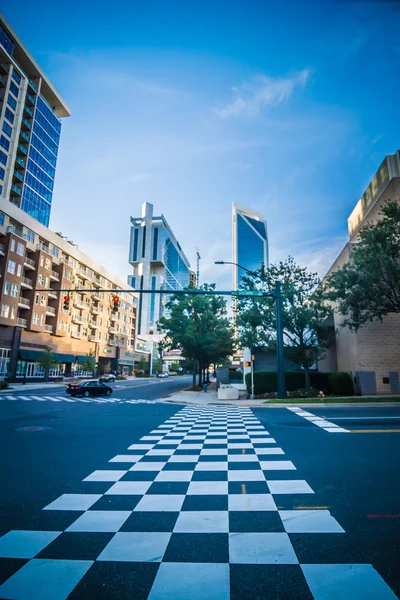 Skyline Charlotte Nord Carolina Avec Ciel Bleu — Photo