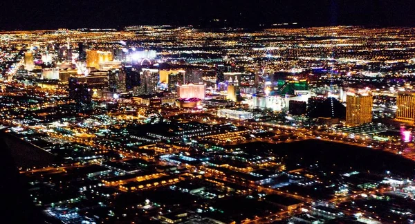 Las Vegas City Ilumina Desde Avión Por Noche — Foto de Stock