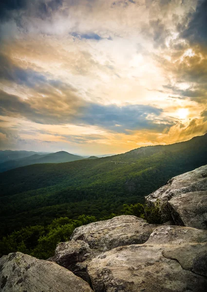 Grov Ridge Förbise Visningsyta Blue Ridge Parkway Landskap — Stockfoto