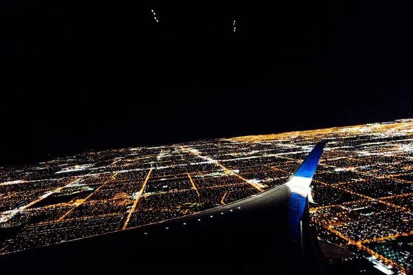 Las Vegas Stadslichten Vanuit Vliegtuig Bij Nacht — Stockfoto