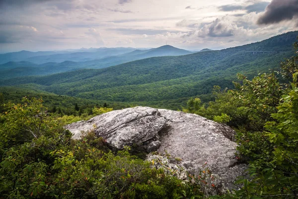 Wychodzą Ostry Grzbiet Wyhamowywanie Blue Ridge Parkway Dekoracje — Zdjęcie stockowe