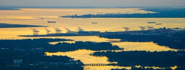 gün batımında norfolk virginia va liman kenti