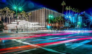 Los Angeles californi gece Lacma kentsel ışık heykel