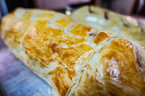 pastry decorating beef Wellington prepared for holidays