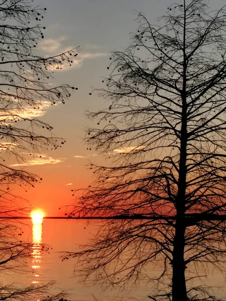 Réservoir monticello en Caroline du Sud au coucher du soleil — Photo