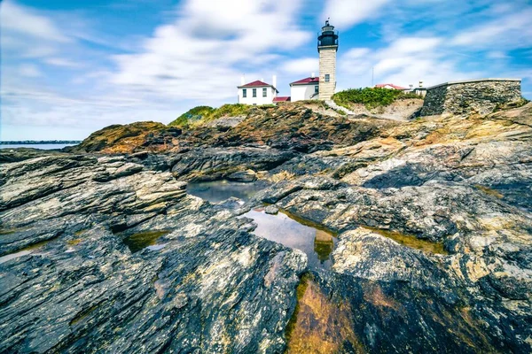 Histórico Beavertail Farol jamestown Rhode Island — Fotografia de Stock