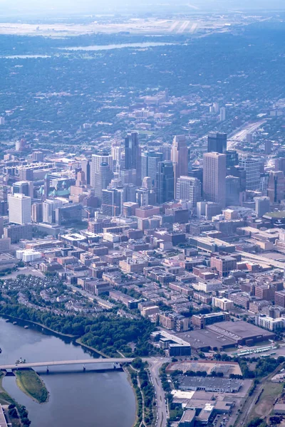Büyük Amerikan Şehri Minneapolis Minnesota Nın Hava Görüntüsü — Stok fotoğraf